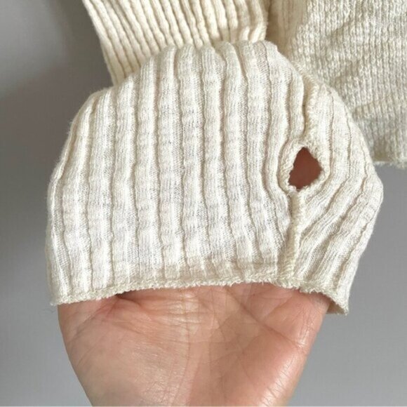 Pete Collection Ivory Slubbed Cotton Long Sleeve Knit Top - S/M 🇺🇸 - Picture 7 of 12
